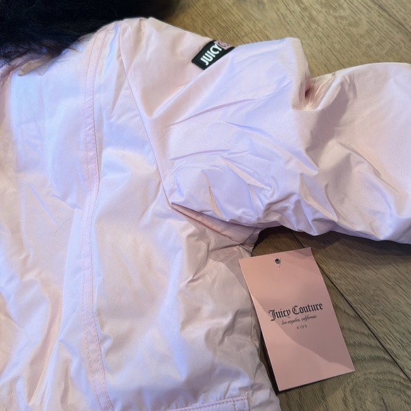 Juicy Couture Girls Pink Puffer Jacket Coat Parka with Fur Hoodie - 10/12 (M) - Picture 8 of 8